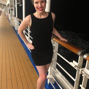 CHIC VINTAGE LITTLE BLACK VELVET COCKTAIL DRESS! | BEADED CRYSTAL | 90s | LBD